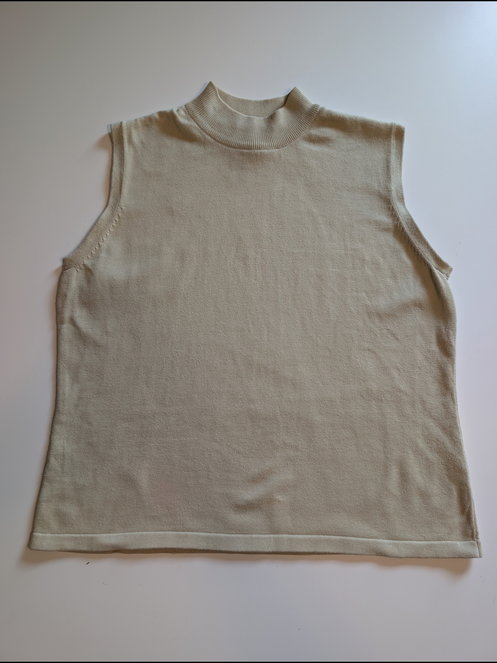 Conrad C Petite 100% Cotton Knit Sleeveless Mock Neck Shell Top L/G Beige Canada